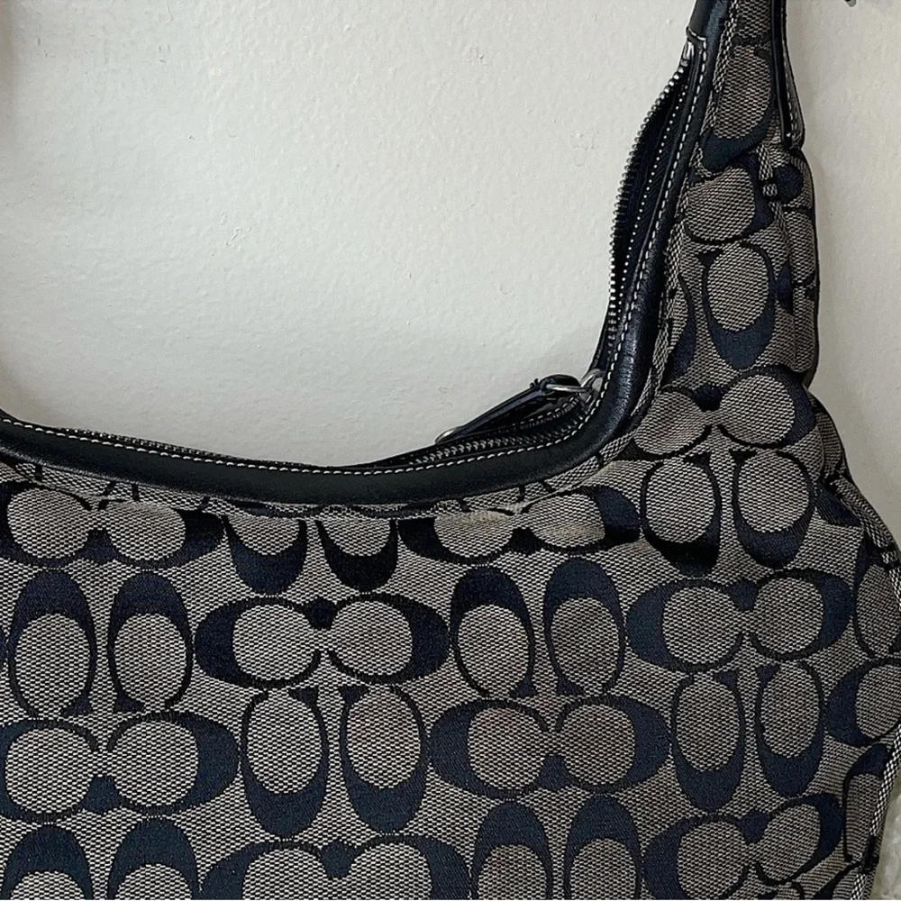 Coach Signature Black and Tan Hobo Bag